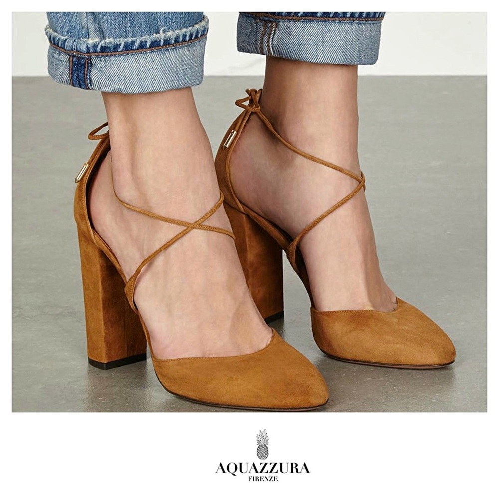 Tan Suede Aquazzura Heels
